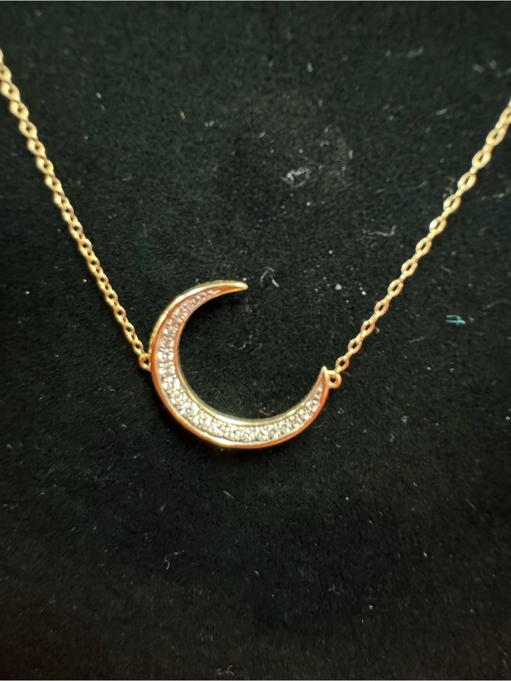 Gabriel & Co. 14K Yellow Gold Crescent Moon Diamond Pendant Necklace
